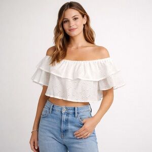 Klesis New With Tags White Eyelet Women's Top Size Large